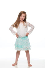 Load image into Gallery viewer, Girls Turquiose Leopard Pompom Skirt