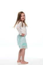 Load image into Gallery viewer, Girls Turquiose Leopard Pompom Skirt