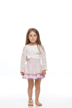 Load image into Gallery viewer, Girls Purple Pompom Skirt