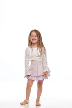 Load image into Gallery viewer, Girls Purple Pompom Skirt