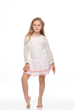 Load image into Gallery viewer, Girls White Unicorn Pink Pompom Skirt