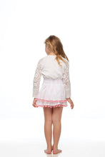 Load image into Gallery viewer, Girls White Unicorn Pink Pompom Skirt