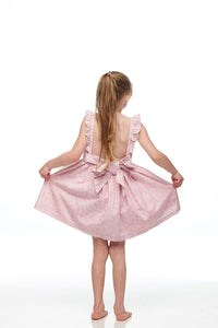 Girls Pink Butterfly Open Back Bow Dress
